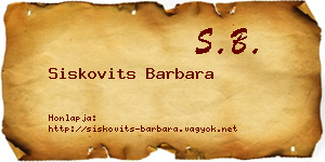 Siskovits Barbara névjegykártya